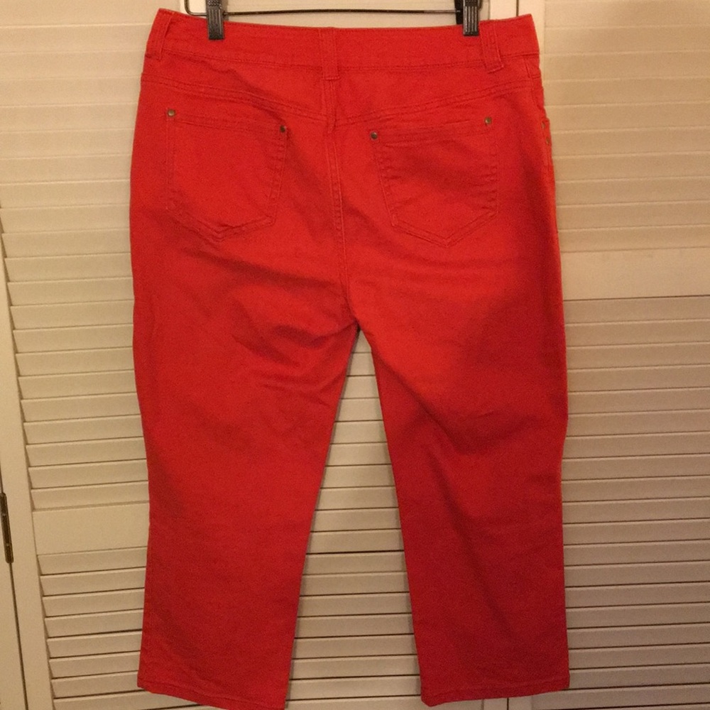 Chico’s Denim Crop Jeans. Tangerine. Size 1.5